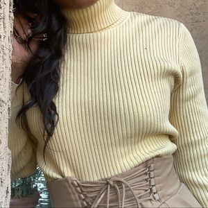Yellow turtle neck
